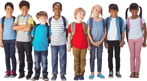 Joyful Diverse Children Group on Transparent Background