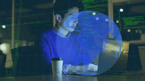 Global Network Specialist Analyzing Data on Laptop