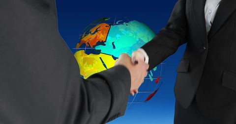 Business Partners Shaking Hands with Rotating Globe Backdrop - Download Free Stock Images Pikwizard.com