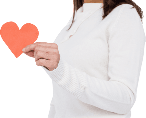 Transparent Image of Woman Holding Heart Shape Paper