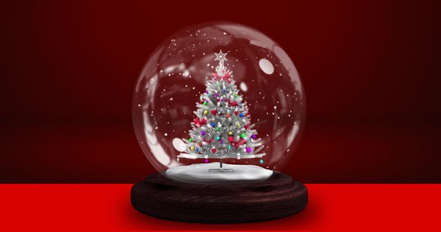 Festive Snow Globe Featuring Decorated Christmas Tree - Download Free Stock Images Pikwizard.com