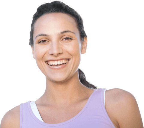 Cheerful Woman Smiling in Casual Purple Tank on Transparent Background - Download Free Stock Videos Pikwizard.com