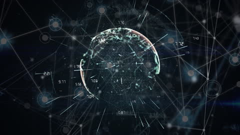 Digital Globe with Data Streams and Network Connections