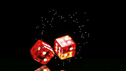 Red Dice and Digital Elements Highlight Excitement in Dark Background