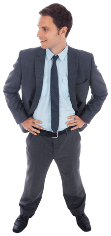 Cheerful businessman standing with transparent background