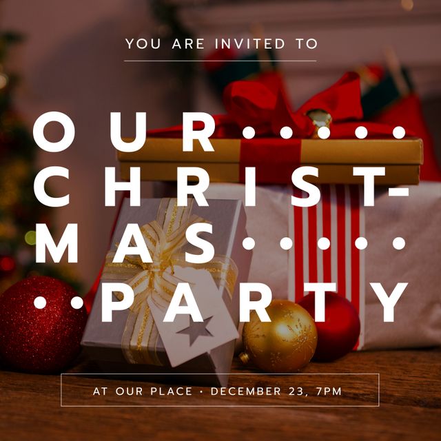 Perfect for creating personalized Christmas party invitations, capturing the festive essence of holiday gatherings, or promoting holiday events on social media. Specially used for seasonal greetings, event announcements, and party planning materials.