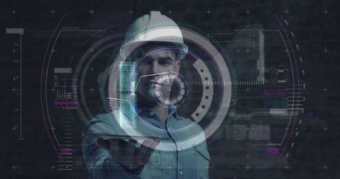 Futuristic Architect with Augmented Reality Interface