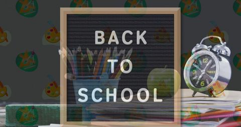 Back to School Motivation with Clock, Books, and Chalkboard - Download Free Stock Images Pikwizard.com