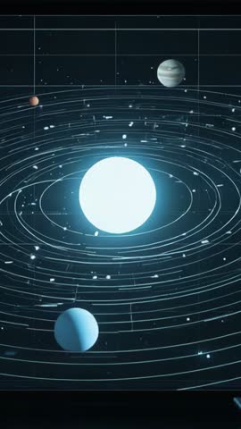 Vertical 3D Solar System Opening — Orbiting Star and Planets Fading to Black