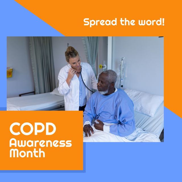 COPD Awareness Month Doctor Measuring Elderly Patient's Blood Pressure - Download Free Stock Templates Pikwizard.com