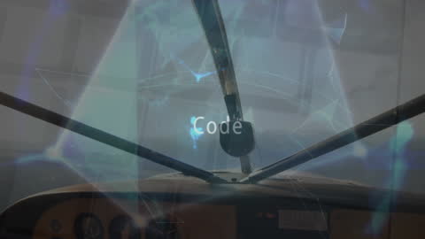 Digital Animation of Text Overlay on Airplane Cockpit View