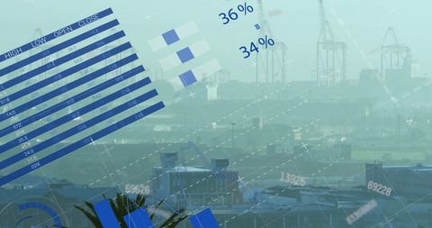 Financial Data Overlay on Urban Landscape - Download Free Stock Images Pikwizard.com