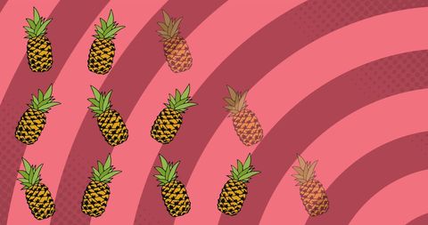 Pineapple Pattern on Vibrant Pink Striped Background - Download Free Stock Images Pikwizard.com