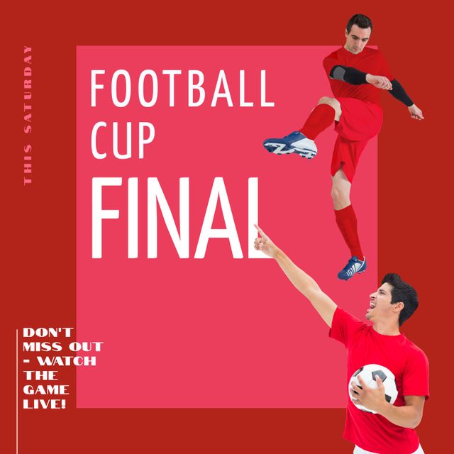 Exciting Football Cup Final Announcement with Players in Action - Download Free Stock Templates Pikwizard.com