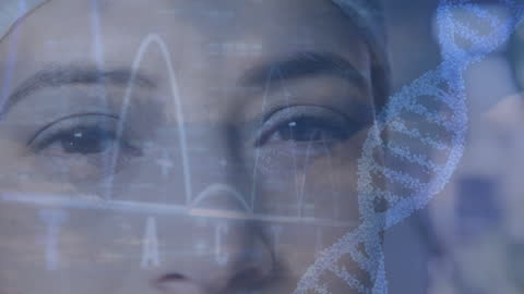 Futuristic Bioinformatics Concept with DNA and Data