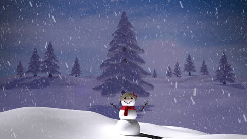 Cheerful Snowman in Tranquil Winter Wonderland