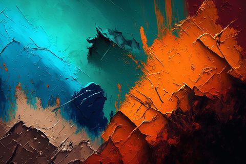 Vibrant abstract art with bright blue and orange colors
