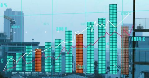 Financial Data Processing Over City Skyline - Download Free Stock Images Pikwizard.com