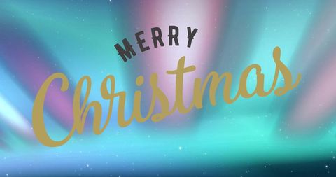 Festive merry christmas text with magical light background