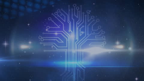 Digital Tree Circuitry in Cosmic Technology Concept Background