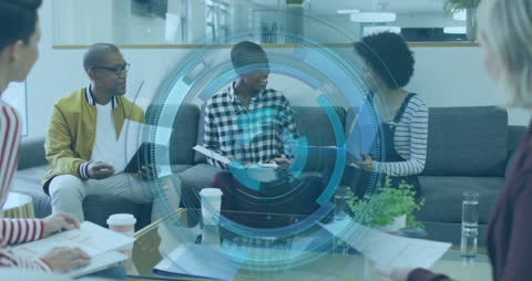 Business Team Collaborating with Digital Technology in Office