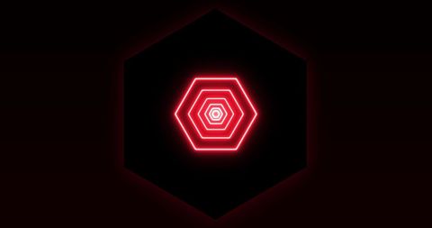Glowing red hexagons flashing in seamless loop