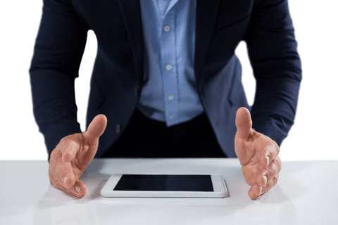 Transparent Engagement: Businessman Gesture Over Tablet - Download Free Stock Videos Pikwizard.com
