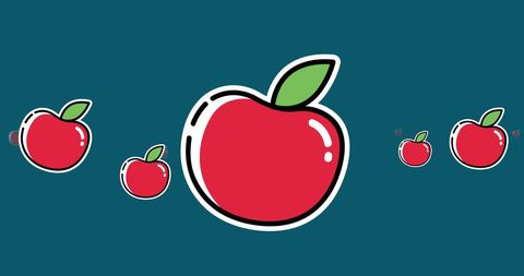 Vibrant Cartoon Red Apples on Bold Blue Background - Download Free Stock Images Pikwizard.com