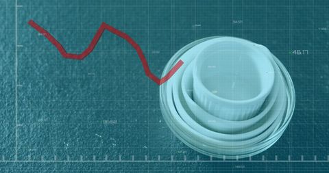 Red Graph Line and Digital Data Overlay on Simple Backdrop