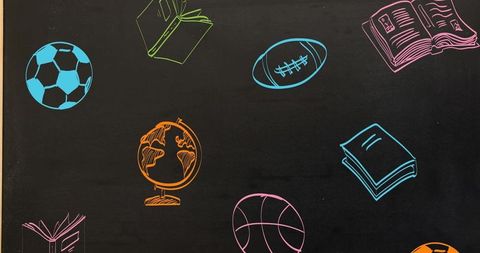 Colorful Educational Icons on Blackboard for Learning Themes - Download Free Stock Images Pikwizard.com