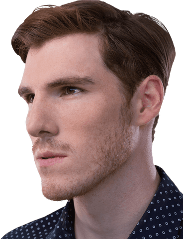 Focused Young Caucasian Man on Transparent Background