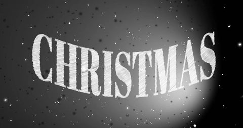 Christmas Text with Falling Snowflakes on Grey Background