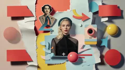 Vibrant Abstract Collage with Geometric Elements