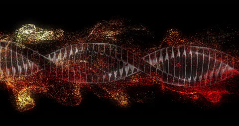Animated DNA Double Helix with Glowing Particles
