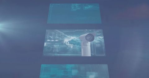High-tech surveillance camera with digital interface concept