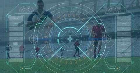 futuristic digital interface over soccer match - Download Free Stock Images Pikwizard.com