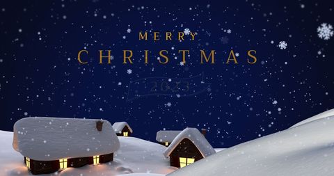 Serene Snowfall on Christmas Eve with Cozy Cabins