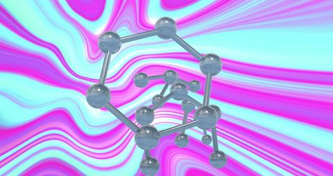 Futuristic molecular structure on vivid abstract background