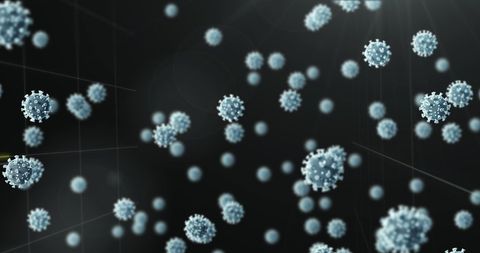 Digital Representation of Coronavirus Cells Against Dark Background - Download Free Stock Images Pikwizard.com