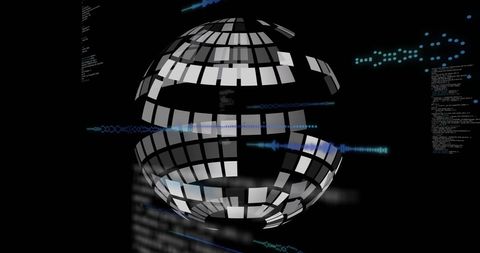 Rotating Digital Data Sphere on Black Background - Download Free Stock Images Pikwizard.com