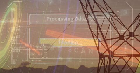 Data Security Overlay Power Transmission at Sunset