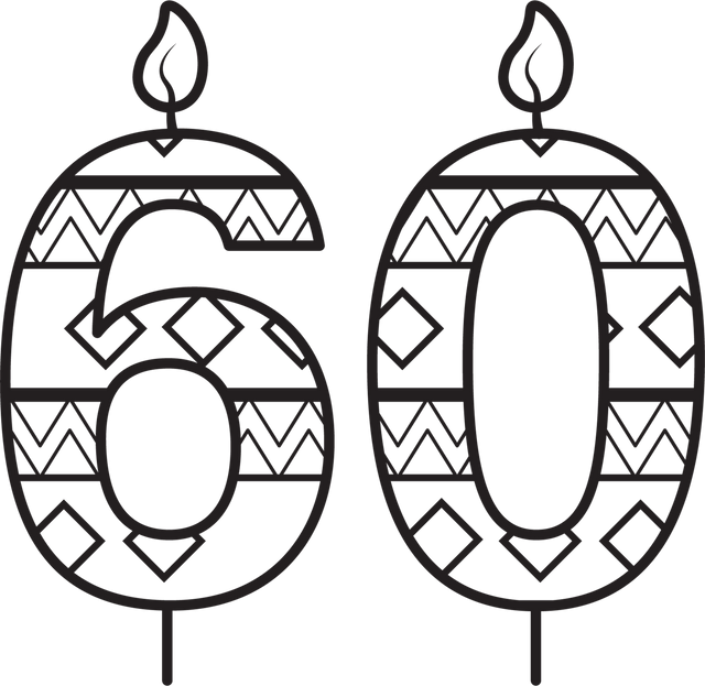 Transparent 60 Number Candle with Tribal Design and Flames - Download Free Stock Videos Pikwizard.com