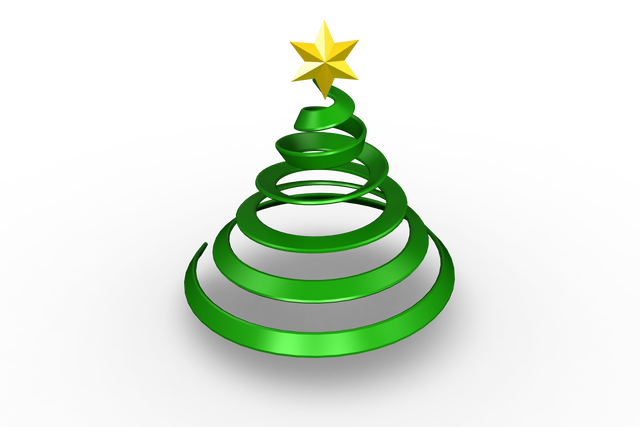 Spiral Christmas Tree with Star on Transparent Background - Download Free Stock Videos Pikwizard.com