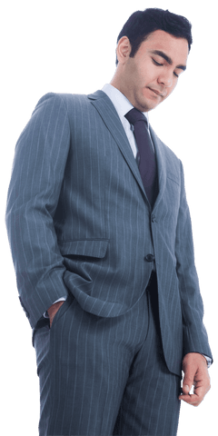 Transparent Isolated Businessman in Grey Pinstripe Suit