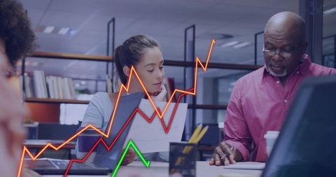 Business Team in Modern Office Analyzing Financial Trends