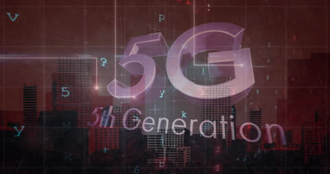 5G Technology and Cybersecurity Concerns Over Skyscraper Cityscape