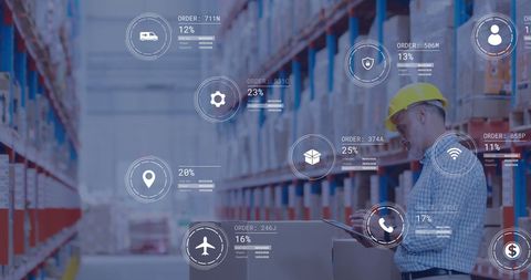 Technician Analyzing Warehouse Data Through Augmented Reality - Download Free Stock Images Pikwizard.com