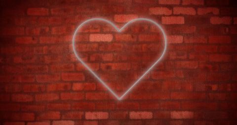Glowing Neon Heart on Red Brick Wall - Download Free Stock Images Pikwizard.com