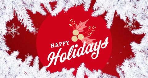 Festive Holiday Greeting with Snowflakes and Holly