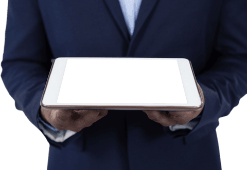 Businessman Holding Transparent Digital Tablet for Presentation Design - Download Free Stock Videos Pikwizard.com